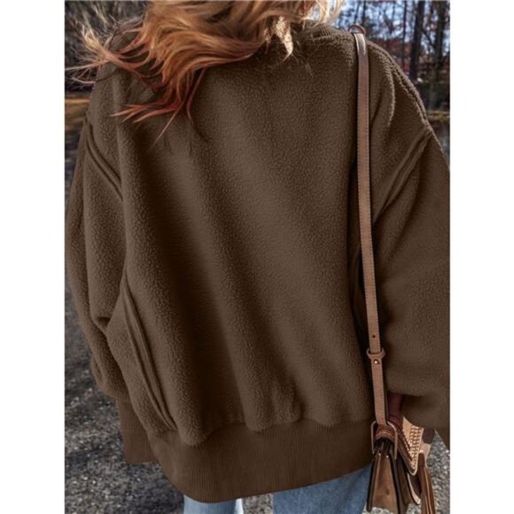 Round Neck Dropped Shoulder Sweatshirt - Picture 9 of 16